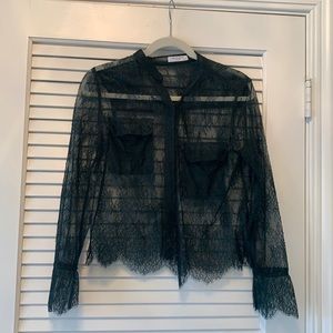 Equipment green lace blouse size xsmall